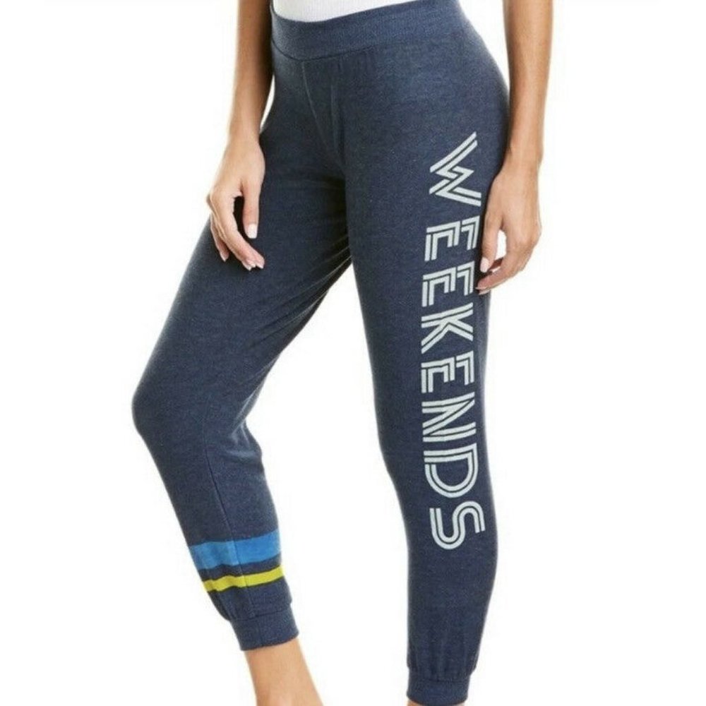 New CHASER Blue Cozy Knit WEEKEND Joggers